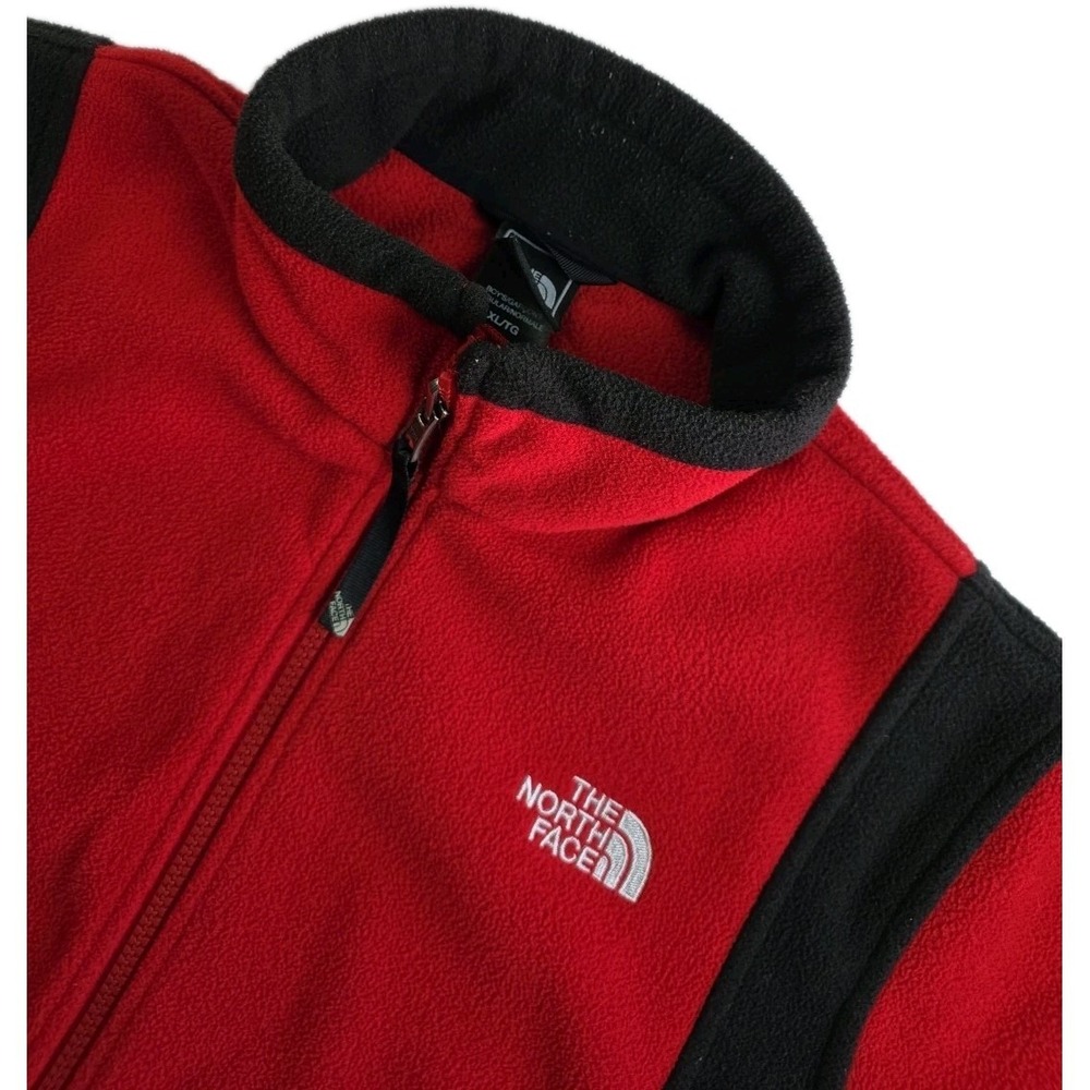 The North Face Fleece Jacket Boys X-Large Red‎ Black Full Zip Outdoor